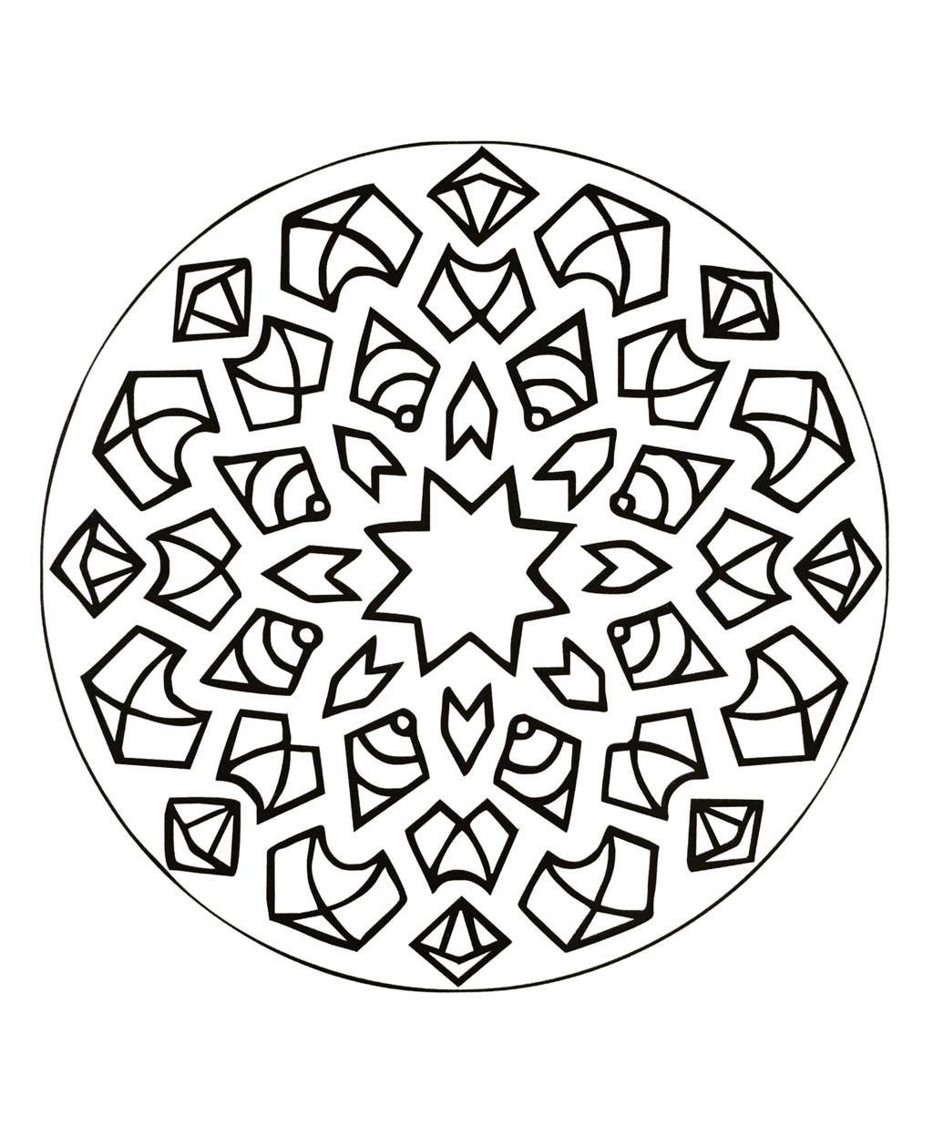 Coloriage Mandala ornemental aux spirales concentrées - Mandala à imprimer